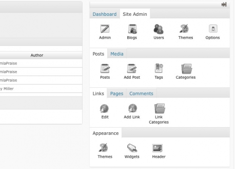 WordPress MU Quick Icons